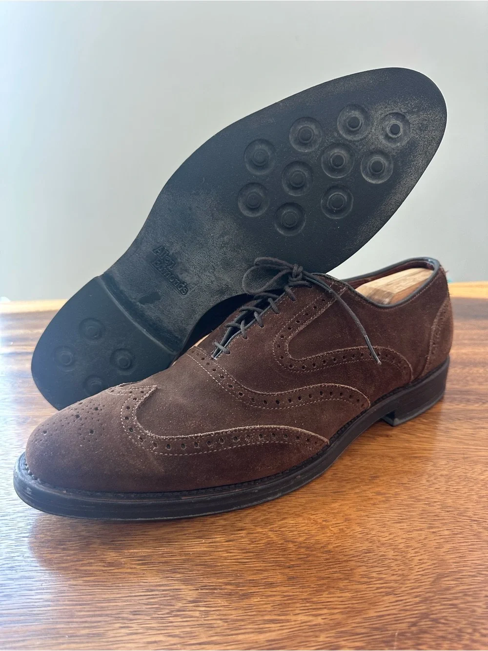 Allen Edmonds McClain Full Brogue Oxford Wingtip Brown Suede #6198 Men’s Sz 12C